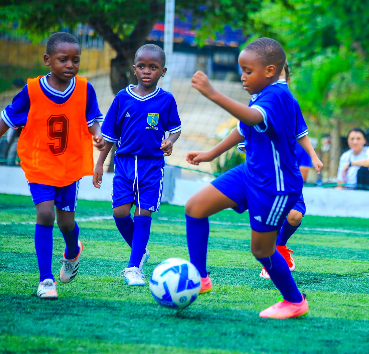 Young footballers training at the academy